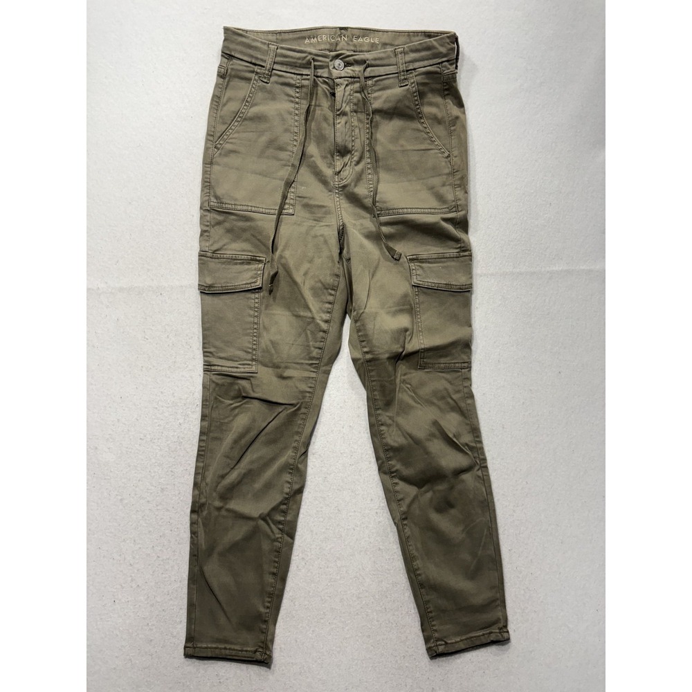 American Eagle Jegging Jeans Womens 10 Short Green High Rise Cargo Stretch 31x25
